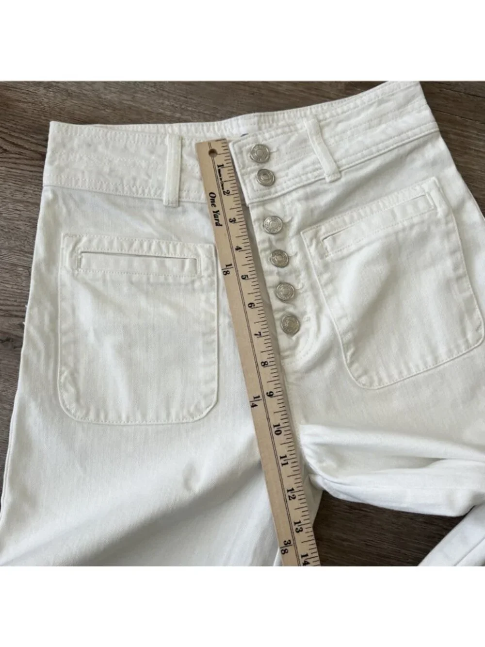 Free People Colette Wide Leg Crop Jeans Womens 26 Ivory Button Fly High Rise